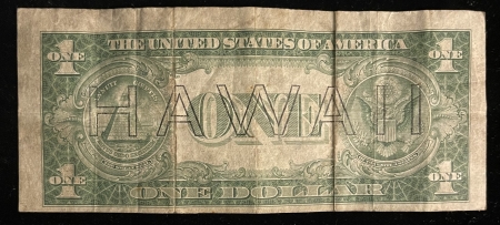 World War II Emergency Notes 1935-A $1 SILVER CERTIFICATE, “HAWAII”, WW II EMERGENCY, FR-2300, ORIGINAL F/VF