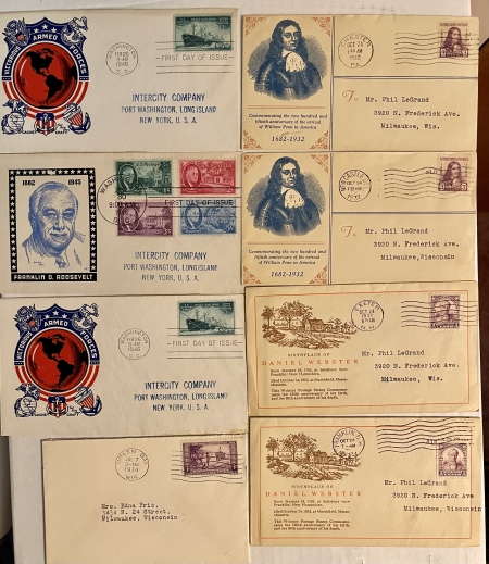 First Day Covers 1932-1947 EARLY FIRST DAY COVER LOT (17), INCLUDING BETTER, W/ SOME NICE CACHETS