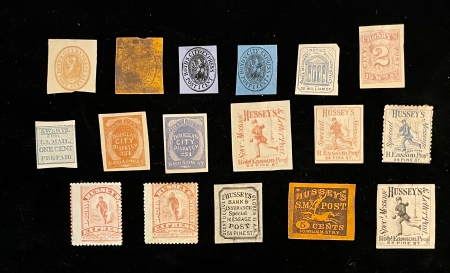 U.S. Stamps ASSORTMENT OF 19TH CENTURY U.S. LOCAL STAMPS (17), ORIGINALS & REPRINTS-MINT
