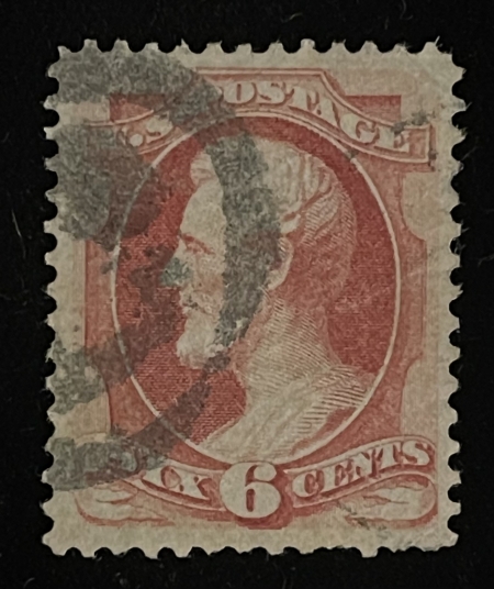 U.S. Stamps SCOTT #148, 6c CARMINE, USED, LIGHT CREASES, VF APPEARANCE-CAT $22.50