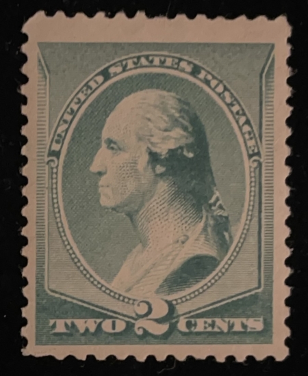 U.S. Stamps SCOTT #213 2c GREEN, MOG-HINGED, FINE CENTERING-CATALOG $40