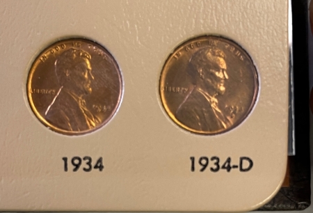 Lincoln Cents (Wheat) 1934-1958-D LINCOLN CENT RED UNCIRCULATED COMPLETE 71 COIN SET, IN DANSCO ALBUM