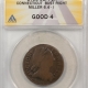 New Store Items 1808 DRAPED BUST HALF CENT, C-3 ROTATED DIES – ANACS G-6, SMOOTH!