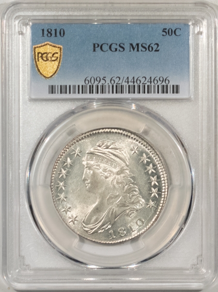 New Store Items 1810 CAPPED BUST HALF DOLLAR – PCGS MS-62, SUPER LUSTROUS & PREMIUM QUALITY!