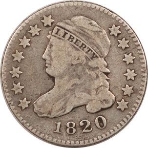 Capped Bust Dimes 1820 CAPPED BUST DIME, LARGE 0 – PLEASING CIRCULATED EXAMPLE!