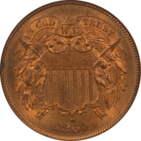 New Store Items 1864 TWO CENT PIECE – NGC MS-65 RB, FATTIE HOLDER, PREMIUM QUALITY+