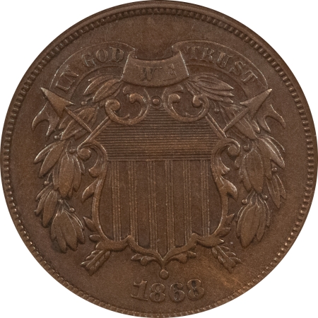New Certified Coins 1868 TWO CENT PIECE, REPUNCHED DATE, FS-303 – ANACS EF-40, SCARCE!
