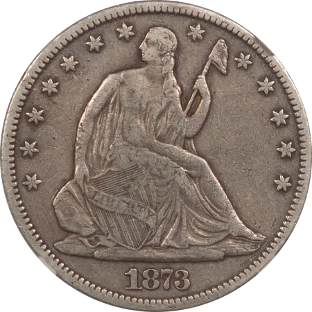 Liberty Seated Halves 1873-CC SEATED LIBERTY HALF DOLLAR – NO ARROWS NGC VF-25, TOUGH CARSON CITY 50C!