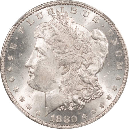 Morgan Dollars 1880 MORGAN DOLLAR – NGC MS-63, WHITE, FLAG LABEL