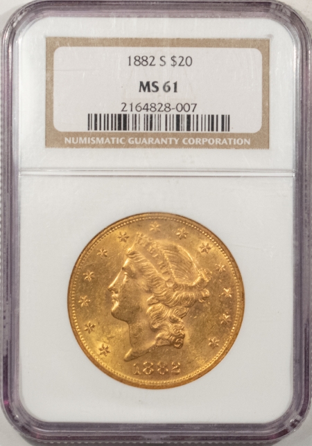 New Store Items 1882-S $20 LIBERTY GOLD – NGC MS-61, LUSTROUS!