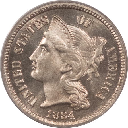 New Store Items 1884 PROOF THREE CENT NICKEL – PCGS PR-66, PREMIUM QUALITY, CAC APPROVED!