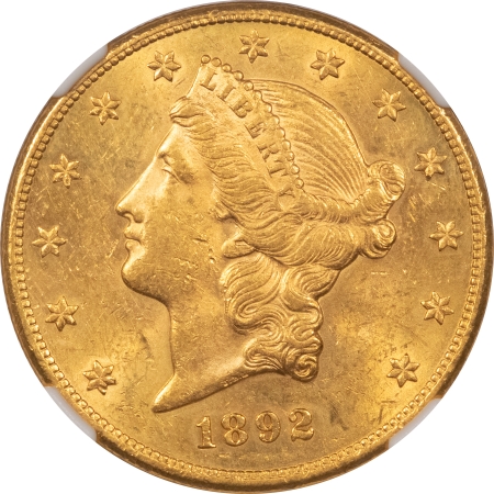 New Store Items 1892-CC $20 LIBERTY GOLD – NGC AU-58, LUSTROUS, LOOKS UNC!