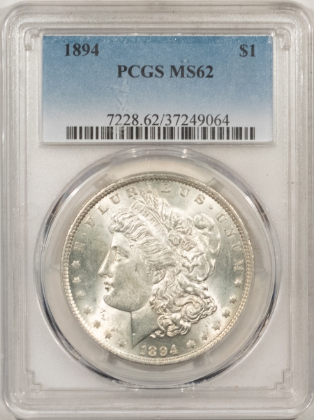 Morgan Dollars 1894 MORGAN DOLLAR – PCGS MS-62, BLAST WHITE & PREMIUM QUALITY!