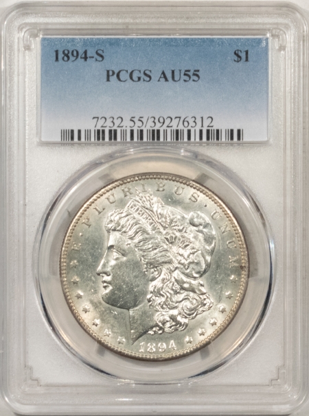 Morgan Dollars 1894-S MORGAN DOLLAR – PCGS AU-55, WHITE!