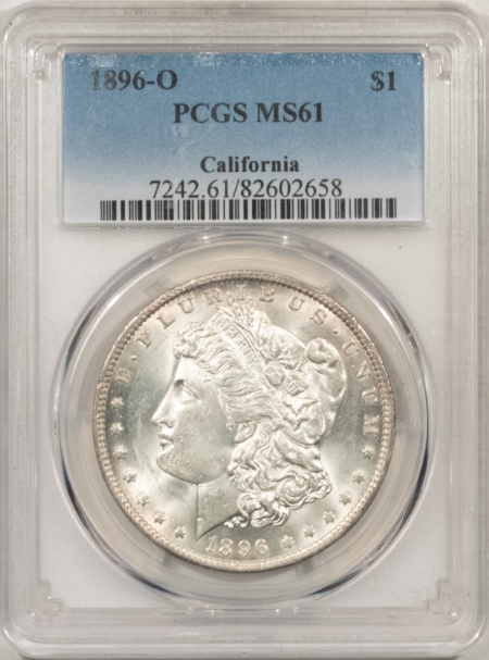 Morgan Dollars 1896-O MORGAN DOLLAR – PCGS MS-61, BLAST WHITE & PREMIUM QUALITY!