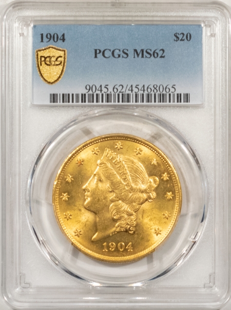 $20 1904 $20 LIBERTY GOLD PCGS MS-62, PREMIUM QUALITY LOOKS MS-64!