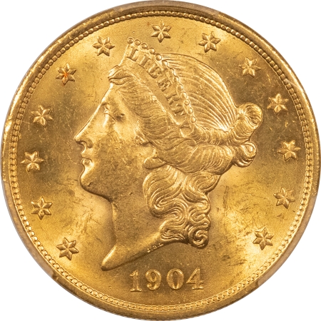 $20 1904 $20 LIBERTY GOLD PCGS MS-62, PREMIUM QUALITY LOOKS MS-64!