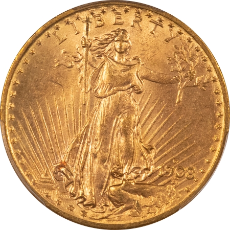 New Store Items 1908-D $20 ST GAUDENS GOLD, NO MOTTO – PCGS MS-64, PREMIUM QUALITY CAC APPROVED!
