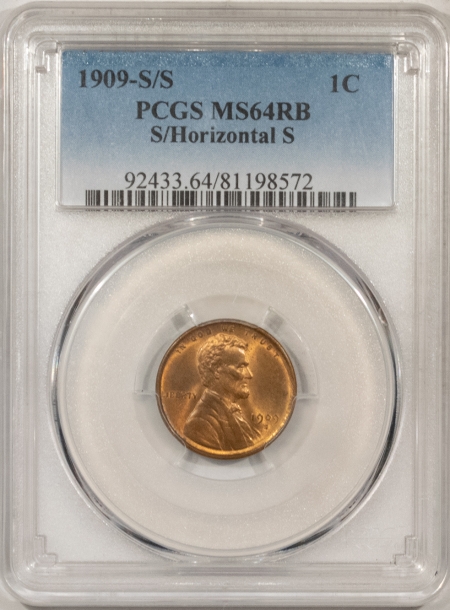 Lincoln Cents (Wheat) 1909-S/S LINCOLN CENT, S/HORIZONTAL S – PCGS MS-64 RB
