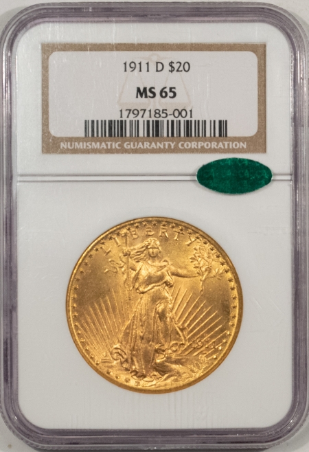 New Store Items 1911-D $20 ST GAUDENS GOLD – NGC MS-65 SUPERB & PREMIUM QUALITY, CAC APPROVED!