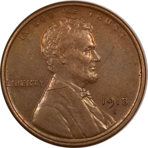 Lincoln Cents (Wheat) 1913-S LINCOLN CENT, UNCIRCULATED & VIRTUALLY CHOICE BUT W/MINOR OBV SCRATCH