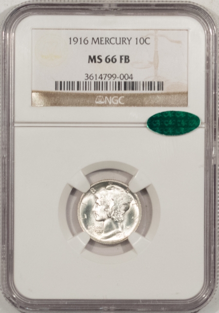 New Store Items 1916 MERCURY DIME – NGC MS-66 FB, PQ BLAZER & CAC APPROVED!