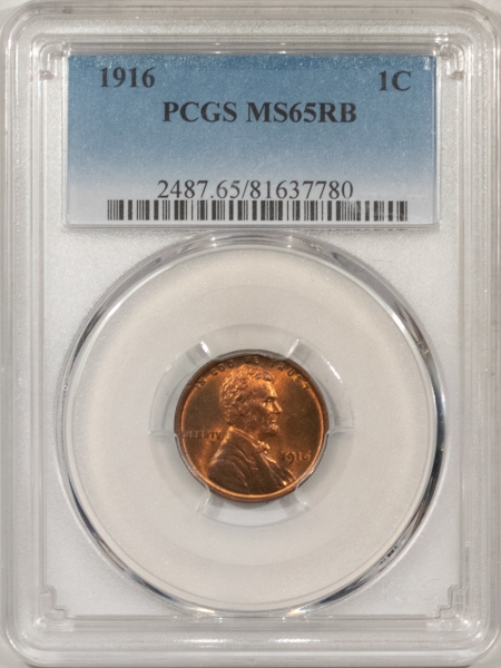Lincoln Cents (Wheat) 1916 LINCOLN CENT – PCGS MS-65 RB, LUSTROUS GEM!