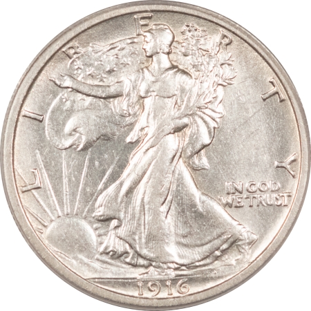 New Store Items 1916 WALKING LIBERTY HALF DOLLAR – ANACS AU-53, DETAILS, CLEANED, WHITE, NICE!
