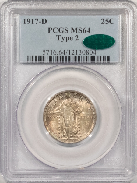 CAC Approved Coins 1917-D STANDING LIBERTY QUARTER – TY II – PCGS MS-64, FRESH, PQ & CAC APPROVED!