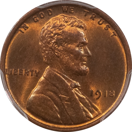 Lincoln Cents (Wheat) 1918 LINCOLN CENT – PCGS MS-65 RB, FRESH GEM!