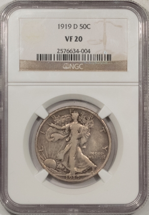 New Certified Coins 1919-D WALKING LIBERTY HALF DOLLAR – NGC VF-20