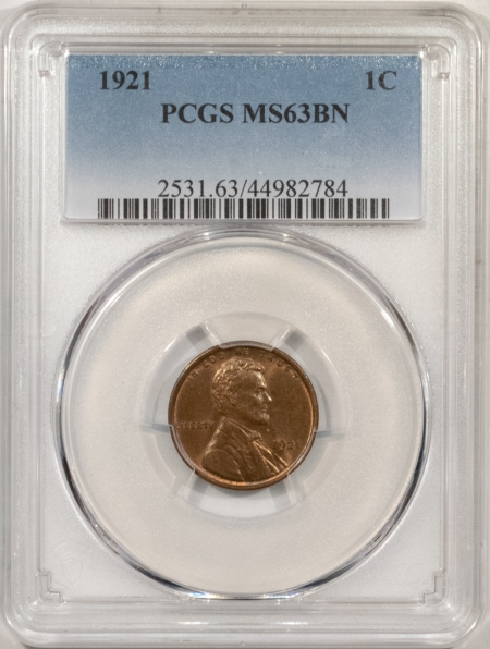 Lincoln Cents (Wheat) 1921 LINCOLN CENT – PCGS MS-63 BN