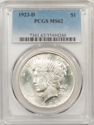 New Certified Coins 1923-D PEACE DOLLAR – PCGS MS-62, BLAST WHITE!