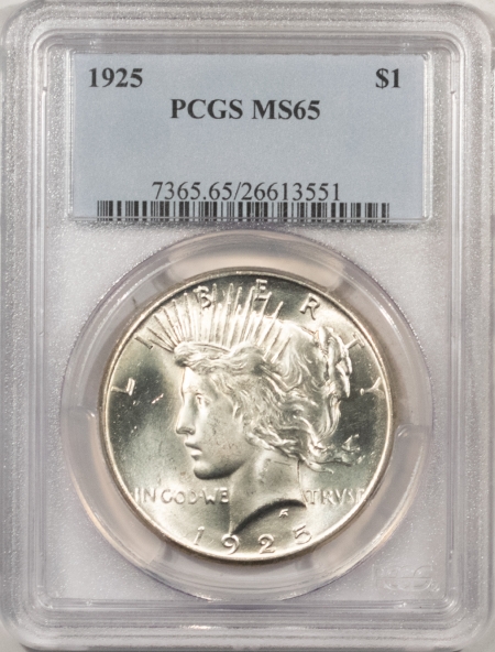 New Certified Coins 1925 PEACE DOLLAR – PCGS MS-65, BLAST WHITE & PREMIUM QUALITY!