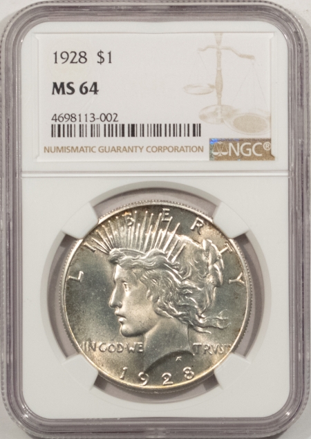 New Certified Coins 1928 PEACE DOLLAR – NGC MS-64, BLAST WHITE & PREMIUM QUALITY!