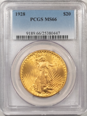New Store Items 1928 $20 ST GAUDENS GOLD – PCGS MS-66, FRESH & SUPERB!