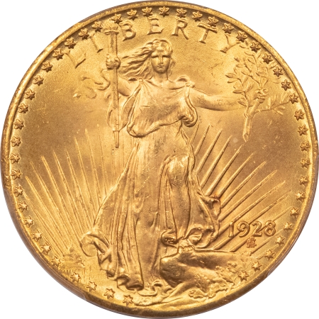 $20 1928 $20 ST GAUDENS GOLD – PCGS MS-66, FRESH & SUPERB!