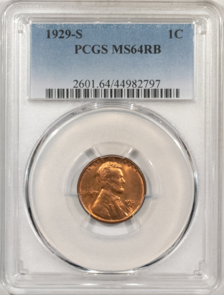 Lincoln Cents (Wheat) 1929-S LINCOLN CENT – PCGS MS-64 RB