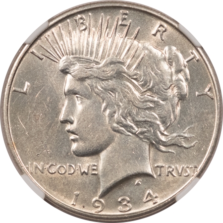 New Certified Coins 1934-D PEACE DOLLAR – NGC AU-55, FLASHY & LOOKS VIRTUALLY MINT STATE