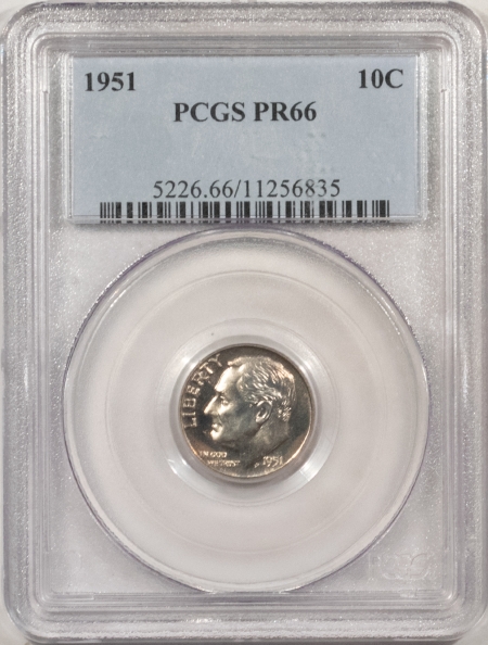 New Certified Coins 1951 PROOF ROOSEVELT DIME – PCGS PR-66