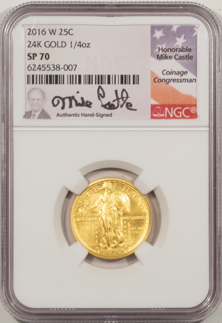 New Store Items 2016-W STANDING LIBERTY QUARTER 24K GOLD, 1/4 OZ – NGC SP-70