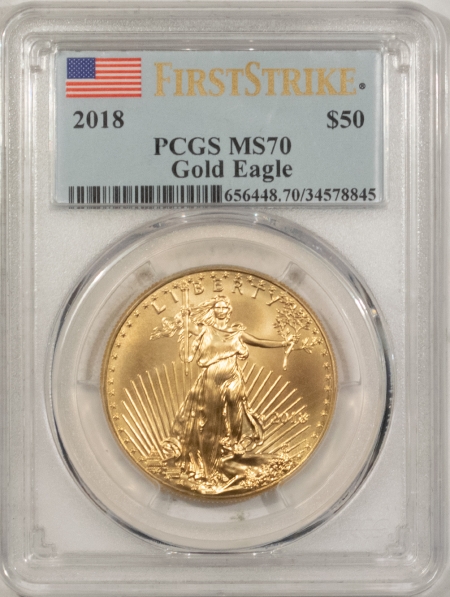 New Store Items 2018 $50 1 OZ AMERICAN GOLD EAGLE PCGS MS-70 FIRST STRIKE, FLAG HOLDER, PERFECT!