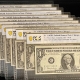 Small Federal Reserve Notes 1963-B $1 FRN, BARR NOTES, CONSECUTIVE RUN OF 10 SERIAL #s-PCGS CH/GEM UNC 63-65