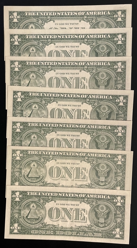 Small Silver Certificates 1957, 57-A & 57-B $1 SILVER CERTIFICATE LOT OF 7 NOTES-FRESH CRISP CHOICE CUs!