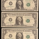 Small Federal Reserve Notes 2006 $1 FRN, LOT OF 3, ALL WITH “RADAR” SERIAL NUMBERS, FRESH GEM CUs