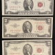 Small U.S. Notes 1953 (4) & 1953-A (2) $2 UNITED STATES NOTES, LOT OF 6, ORIGINAL F/VF