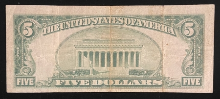 Small Federal Reserve Notes 1928-B $5 FEDERAL RESERVE NOTE, FR-1952C, PHILADELPHIA, CHOICE ORIGINAL VF! 