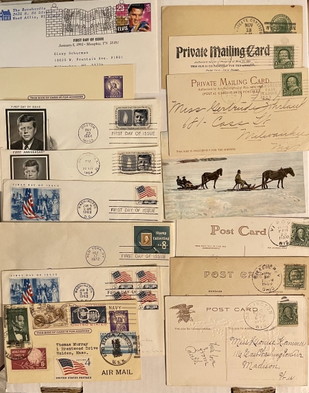 U.S. Stamps LARGE POSTCARD, COVER & POSTAL HISTORY LOT, MOSTLY U.S., 1900-1970s-GOOD CAT $$!