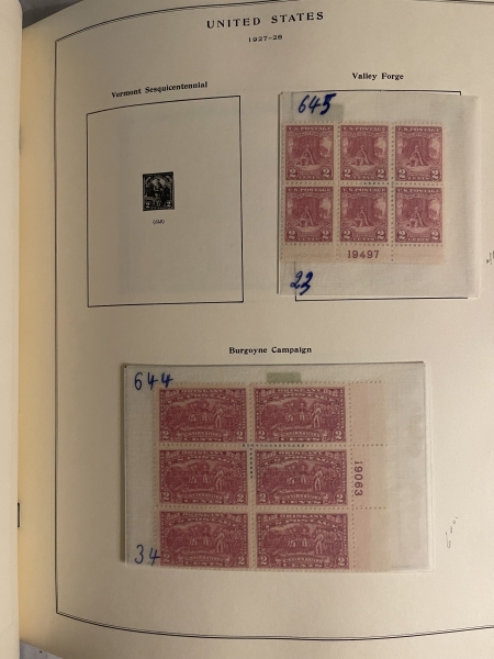 U.S. Stamps SCOTT NATIONAL PLATE BLOCK ALBUM, 20TH CENT COMMEMS-VIRTUALLY COMPLETE 1930-1969