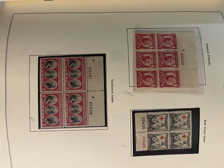 U.S. Stamps SCOTT NATIONAL PLATE BLOCK ALBUM, 20TH CENT COMMEMS-VIRTUALLY COMPLETE 1930-1969